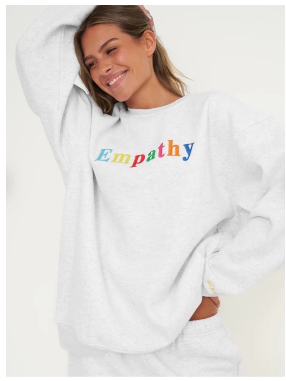 The Mayfair Group Embroidered Empathy Graphic Crew Relaxed Sweatshirt Grey OS
